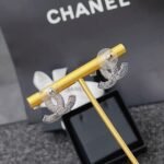 Chanel Cc Crystal Stud Earrings Metal Silver - Image 5