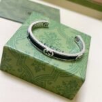 Gucci Cuff Bracelet Interlocking Gg Sterling Silver Black Enamel - Image 2