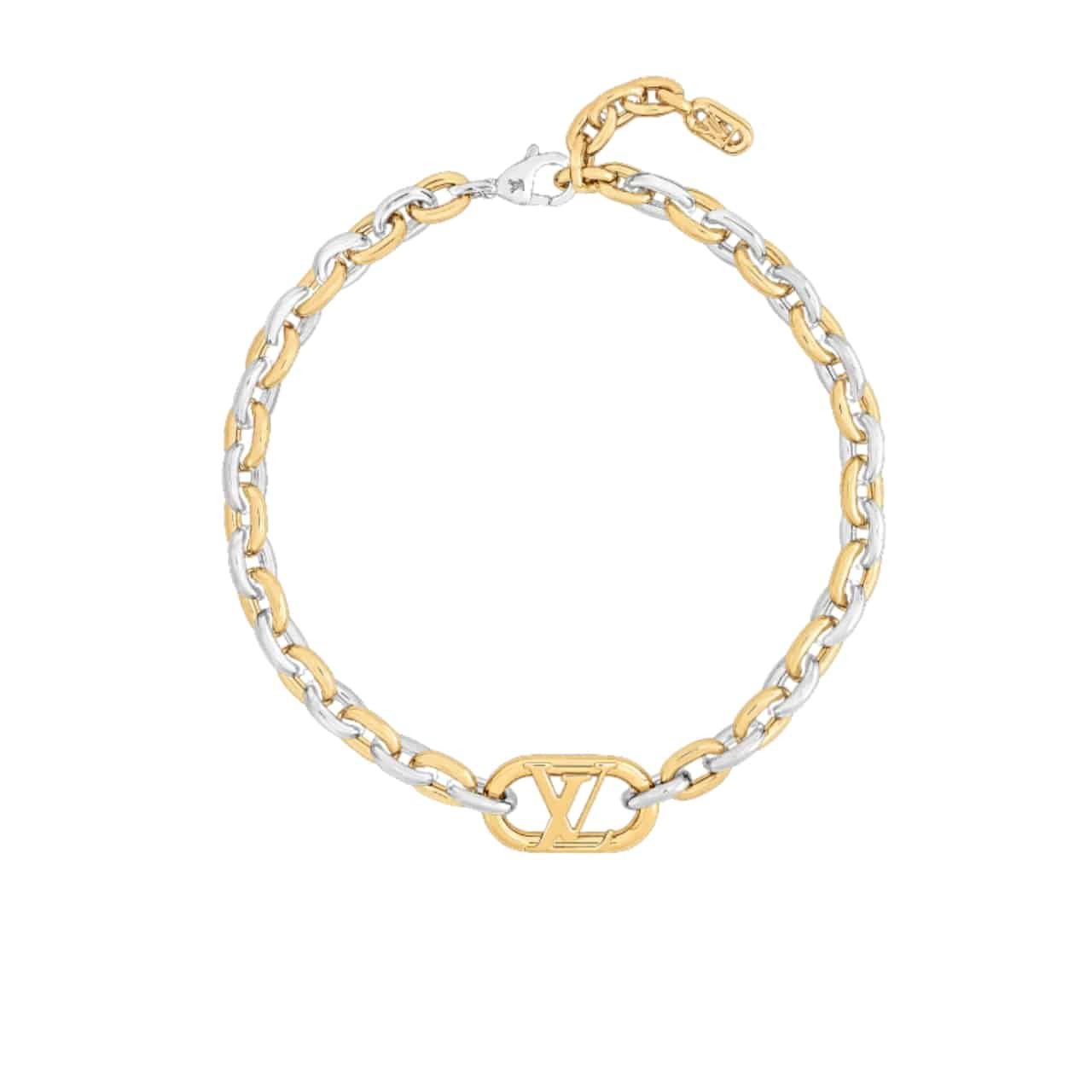 91-3 Louis Vuitton Everyday Chain Lv Necklace Gold And Silver - Image 1