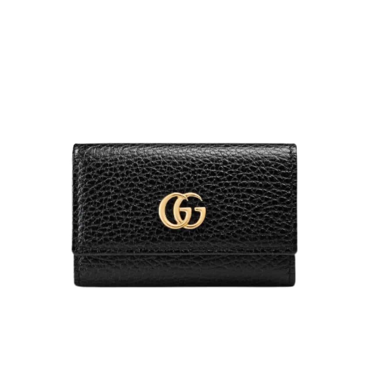 92-7 Gucci Gg Marmont Key Wallet Black 10cm 456118 Cao0g 1000 - Image 1