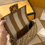 Fendi Baguette Mini Ff Jacquard Fabric Bag Beige 21cm - Image 9