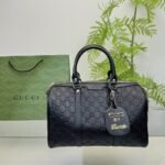 Gucci Tote Bag Canvas Leather Crossbody Handbag Black 33cm - Image 2