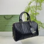 Gucci Tote Bag Canvas Leather Crossbody Handbag Black 33cm - Image 3