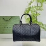Gucci Tote Bag Canvas Leather Crossbody Handbag Black 33cm - Image 4