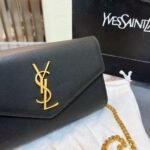 Saint Laurent Uptown Chain Wallet In Grain De Poudre Embossed Black 19Cm 6077881Gf0J1000 - Image 3