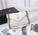 Saint Laurent Puffer Small In White Leather Silver Hardware 29cm - Image 2
