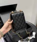 Chanel Trendy Cc Phone Holder Quilted Crossbody Bags Black 17cm - Image 6