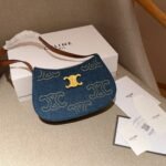 Celine Medium Tilly Bag With Triomphe Studs And Calfskin Denim 22Cm - Image 3