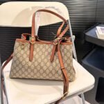 Gucci Gg Emblem Small Tote Bag Beige And Dark Brown 31Cm - Image 4