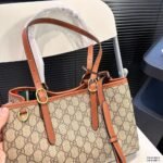 Gucci Gg Emblem Small Tote Bag Beige And Dark Brown 31Cm - Image 6
