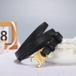 Celine Medium Triomphe Belt In Taurillon Leather Black 25Mm 45Ak93A01 38No - Image 2