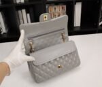 Chanel Classic Double Flap Bag Gold Hardware Gray 25Cm - Image 5