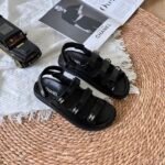 Chanel Triple Velcro Strap Sandals Black G45628 B16403 94305 - Image 4
