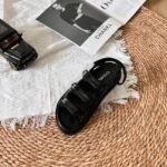 Chanel Triple Velcro Strap Sandals Black G45628 B16403 94305 - Image 6