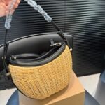 Prada Wicker And Leather Arqué Bag Black 22Cm 1Bc202 2Cyf F0I55 V Ooo - Image 4