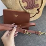 Celine Supple Small Triomphe Classic Panier In Raffia Tan 25Cm - Image 6
