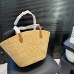 Gucci Medium Straw Tote With Patch Natural 27Cm ‎779530 9AAE9 9541 - Image 5