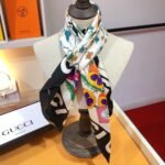 Gucci Floral Print Silk Scarf In Ivory In Black And White 90Cm 7438763G0019260 - Image 2