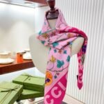 Gucci Floral Print Silk Scarf In Ivory In Pink 90Cm - Image 2