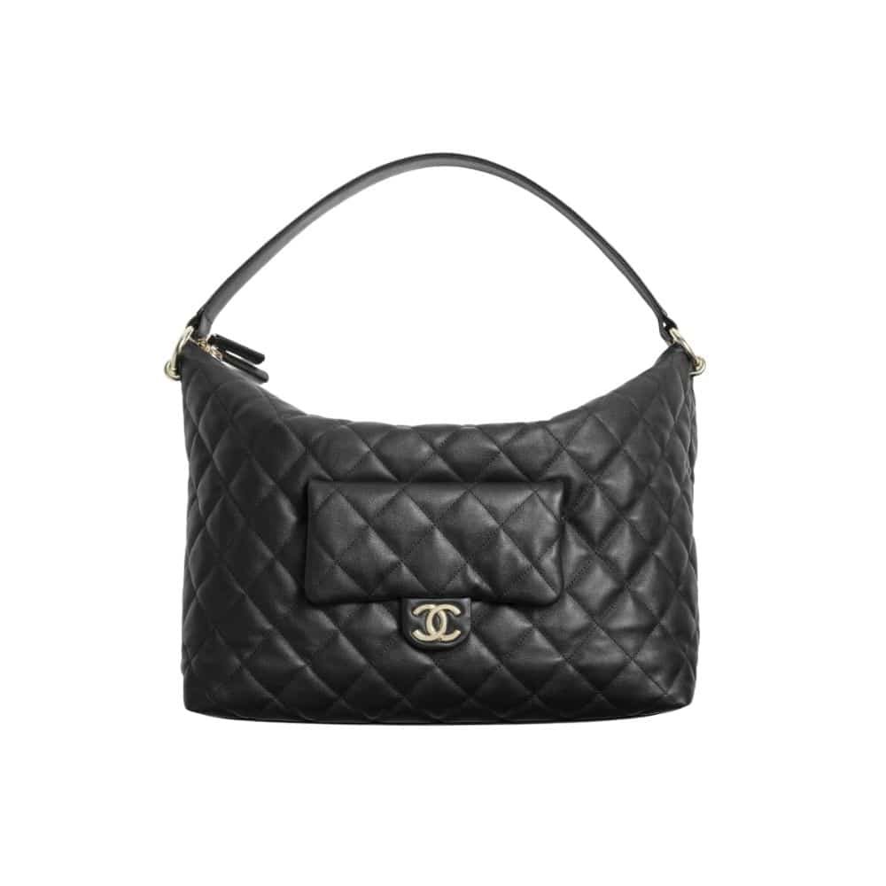 xr:d:DAF0roPKauI:18,j:1738799235882786293,t:23112009 Chanel Maxi Size Hobo Bag Black Leather And Gold Tone Metal Black 27Cm As4339 B13833 94305 - Image 1