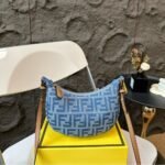 Fendi Fendigraphy Mini Bag FF Jacquard Fabric Denim Blue 20Cm 8BS081AS3FF1PLN - Image 3