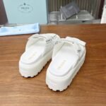 Prada Quilted Leather Platform Sandals White - Image 5
