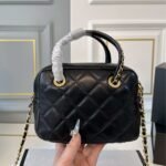 Chanel 25c Chain Handle Bowling Bag Black 18cm - Image 3