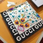 Gucci Floral Print Silk Scarf In Ivory In Black And White 90Cm 7438763G0019260 - Image 4