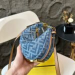 Fendi Fendigraphy Mini Bag FF Jacquard Fabric Denim Blue 20Cm 8BS081AS3FF1PLN - Image 4