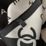 Chanel Multi Letters Square Silk Scarf Black White - Image 5