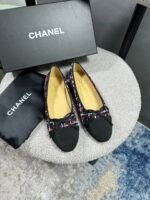 Chanel Ballerina Flat Shoes Tweed In Black - Image 3