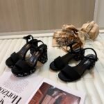 Chanel Sandal Pump Stone Beads Black Silver G45365 B15306 Nu665 - Image 3