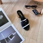 Chanel Grosgrain Ribbon Bow Mule Leather Gold Black - Image 6