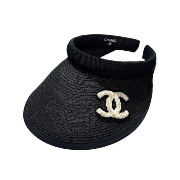 xr:d:DAFfTu4b7Ls:24,j:2248556581,t:23040608 Chanel Straw Cc Visor Hat Black - Image 1
