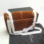 Saint Laurent Envelope Medium Matelassé Suede Shoulder Bag Brown 24Cm - Image 4