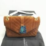 Saint Laurent Envelope Medium Matelassé Suede Shoulder Bag Brown 24Cm - Image 3