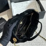 Chanel Bow Bag Velvet Effect Nylon And Gold Tone Metal Black 35Cm As5851 B22154 94305 - Image 9