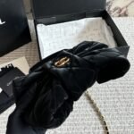 Chanel Bow Bag Velvet Effect Nylon And Gold Tone Metal Black 35Cm As5851 B22154 94305 - Image 5