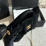 Chanel Bow Bag Velvet Effect Nylon And Gold Tone Metal Black 35Cm As5851 B22154 94305 - Image 3