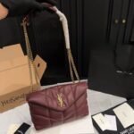 Saint Laurent Toy Puffer In Shiny Leather Burgundy 22Cm 759337Aaffa6593 - Image 3
