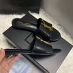 Saint Laurent Logo Slippers Black - Image 3