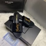 Saint Laurent Logo Slippers Black - Image 5
