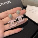 Chanel Large Enamel Cc Dangle Earrings Light Pink - Image 3