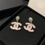 Chanel Large Enamel Cc Dangle Earrings Light Pink - Image 2