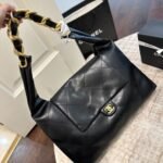 Chanel Maxi Hobo Bag Black Leather 43Cm AS5839 B22140 94305 - Image 8