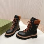 Gucci Women Lace Up Ankle Boot Black And Tan 758284 Aacm1 1046 - Image 6