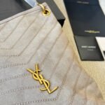 Saint Laurent Niki Supple Bucket In Suede Gray 38cm - Image 4