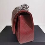Chanel Medium Classic Flap Bag Silver Hardware Burgundy 25Cm A01113 - Image 8