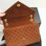 Saint Laurent Envelope Medium Matelassé Suede Shoulder Bag Brown 24Cm - Image 6