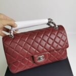 Chanel Medium Classic Flap Bag Silver Hardware Burgundy 25Cm A01113 - Image 4